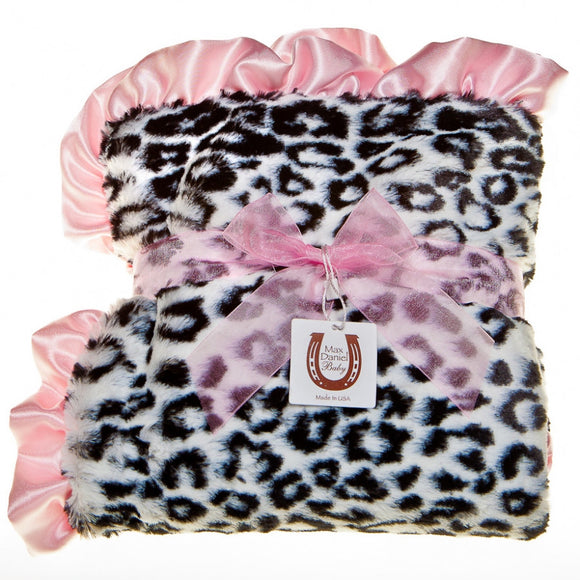 Max Daniel Animal Prints Baby Throw (BW Pink Ruffle Jaguar)